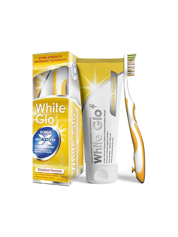 معجون أسنان +فرشاة وايت جلو للمدخنين 150جرام