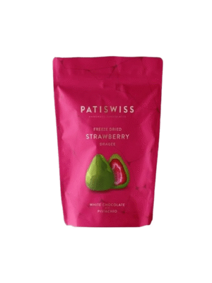 باتيسويس فراولة مجففة بالفستق مغطاة بالشوكولاتة البيضاء – 80 جرام